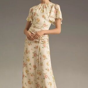 Shoshanna Short-Sleeve Crew-Neck Maxi Dress